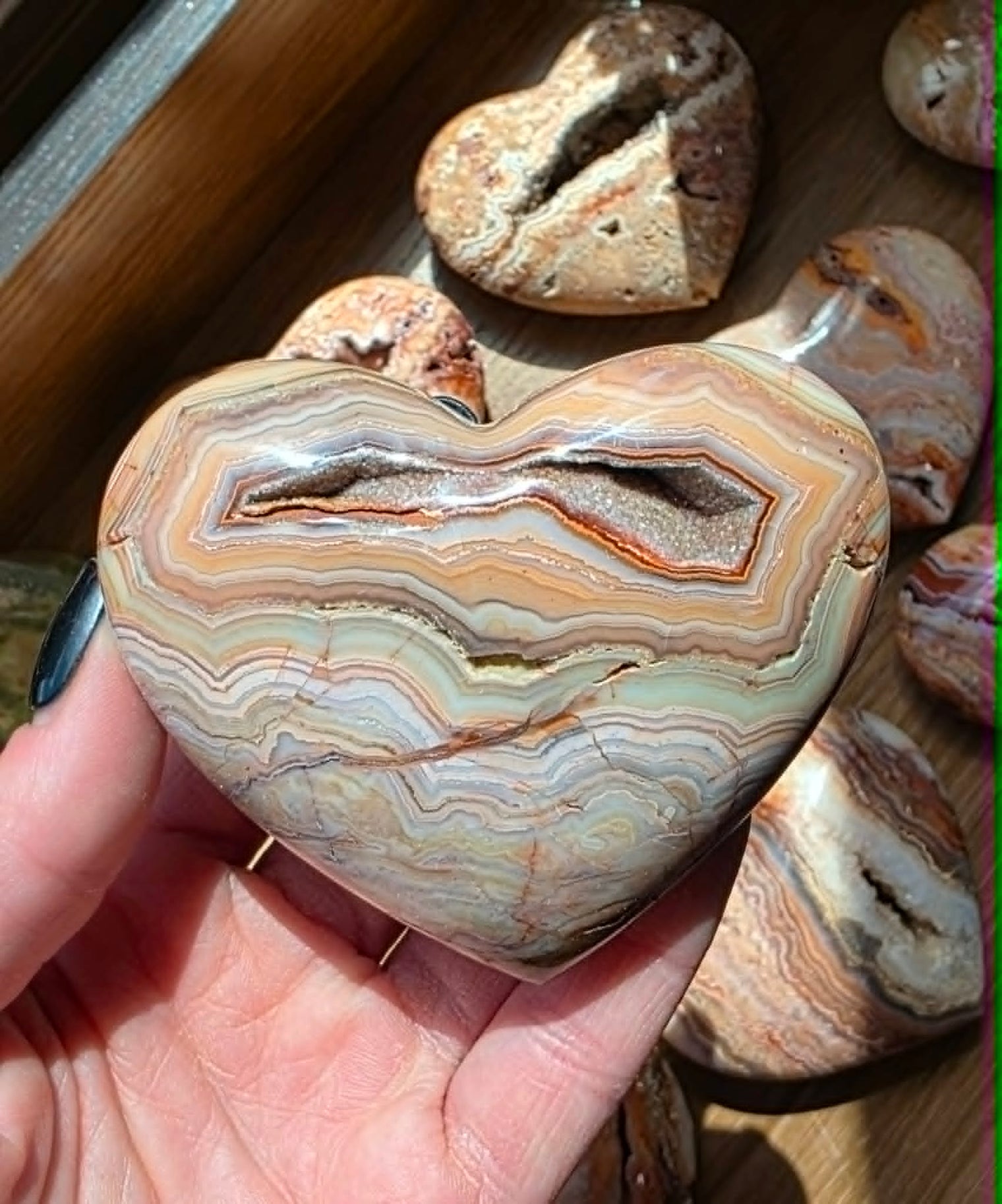 Pink Lace Agate Heart
