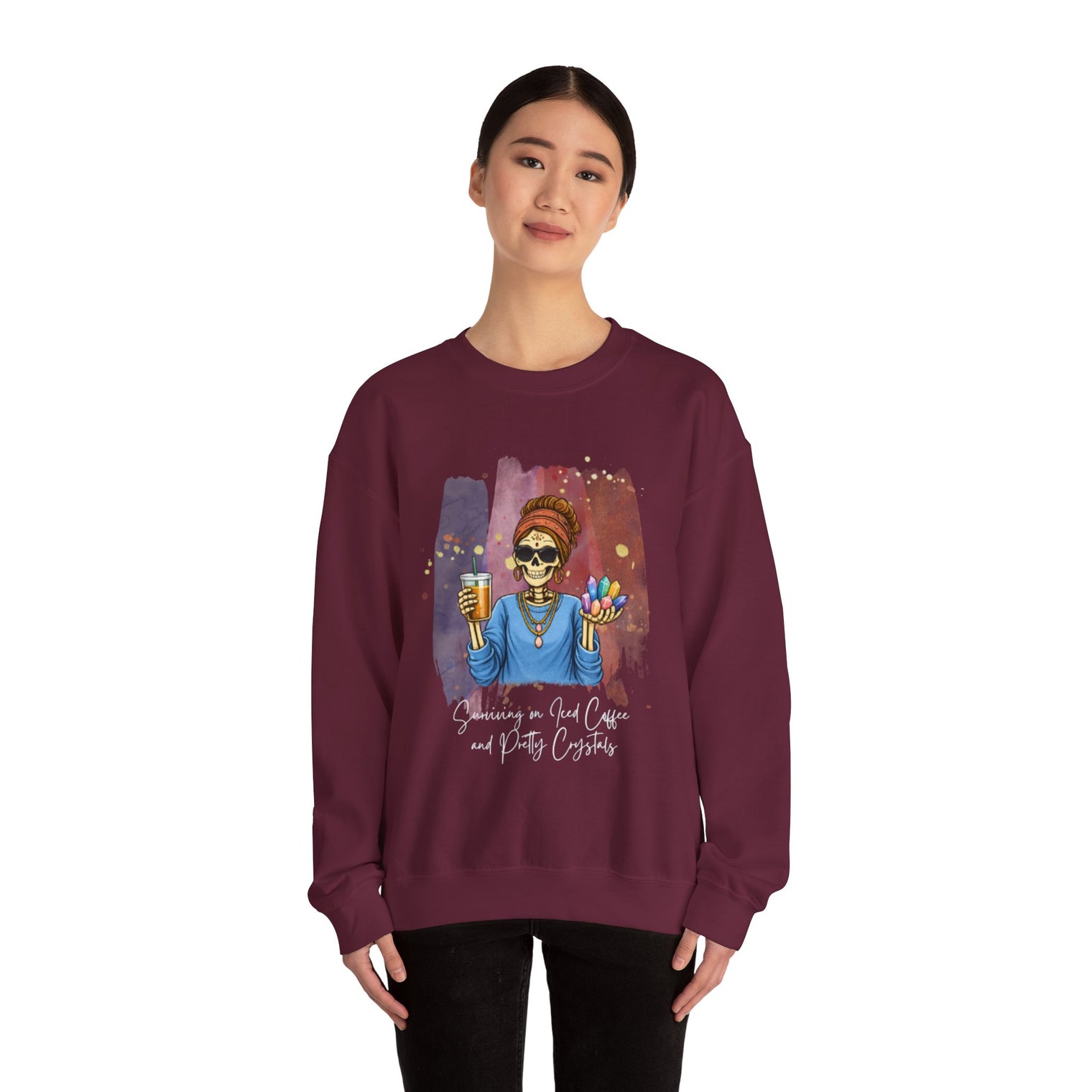 Surviving on Iced Coffee & Pretty Crystals Sweatshirt