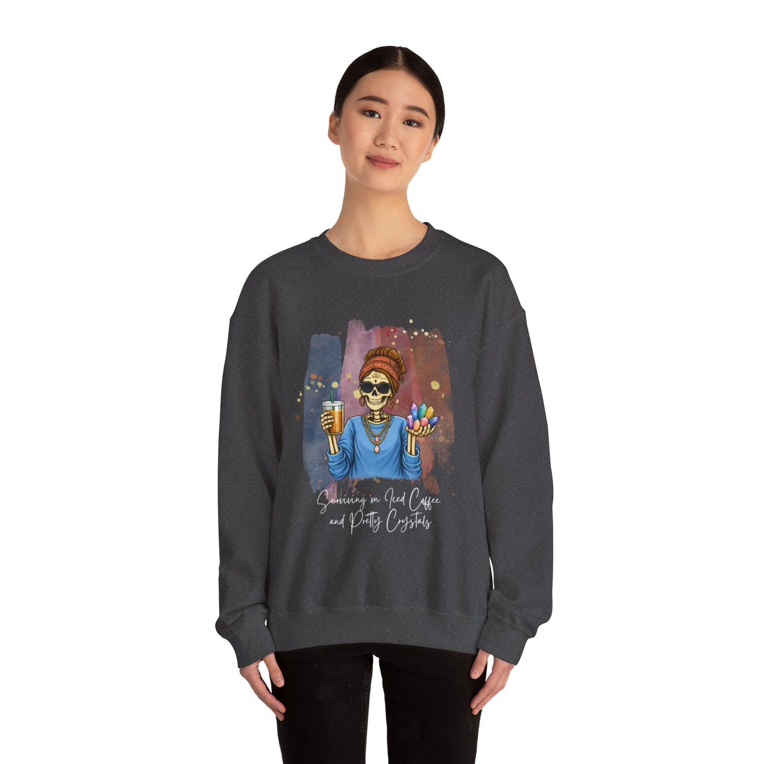 Surviving on Iced Coffee & Pretty Crystals Sweatshirt
