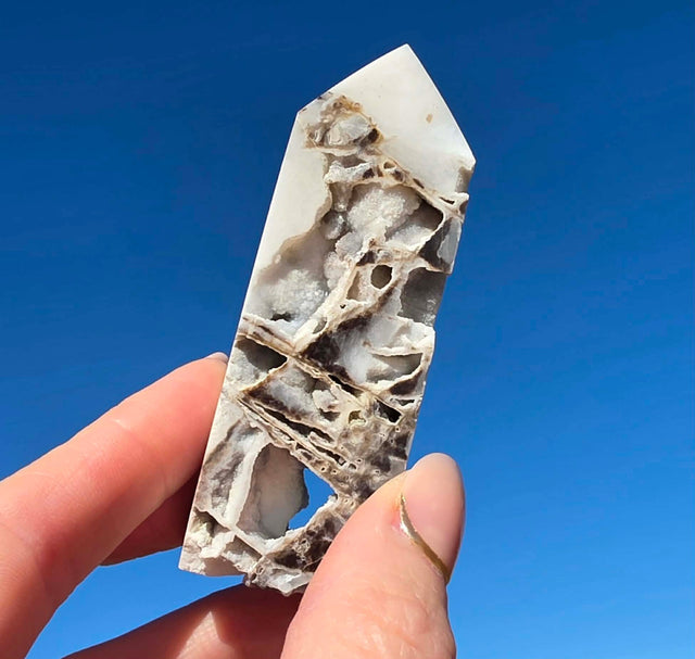 Sphalerite Geode Quartz Four-Sided Tower