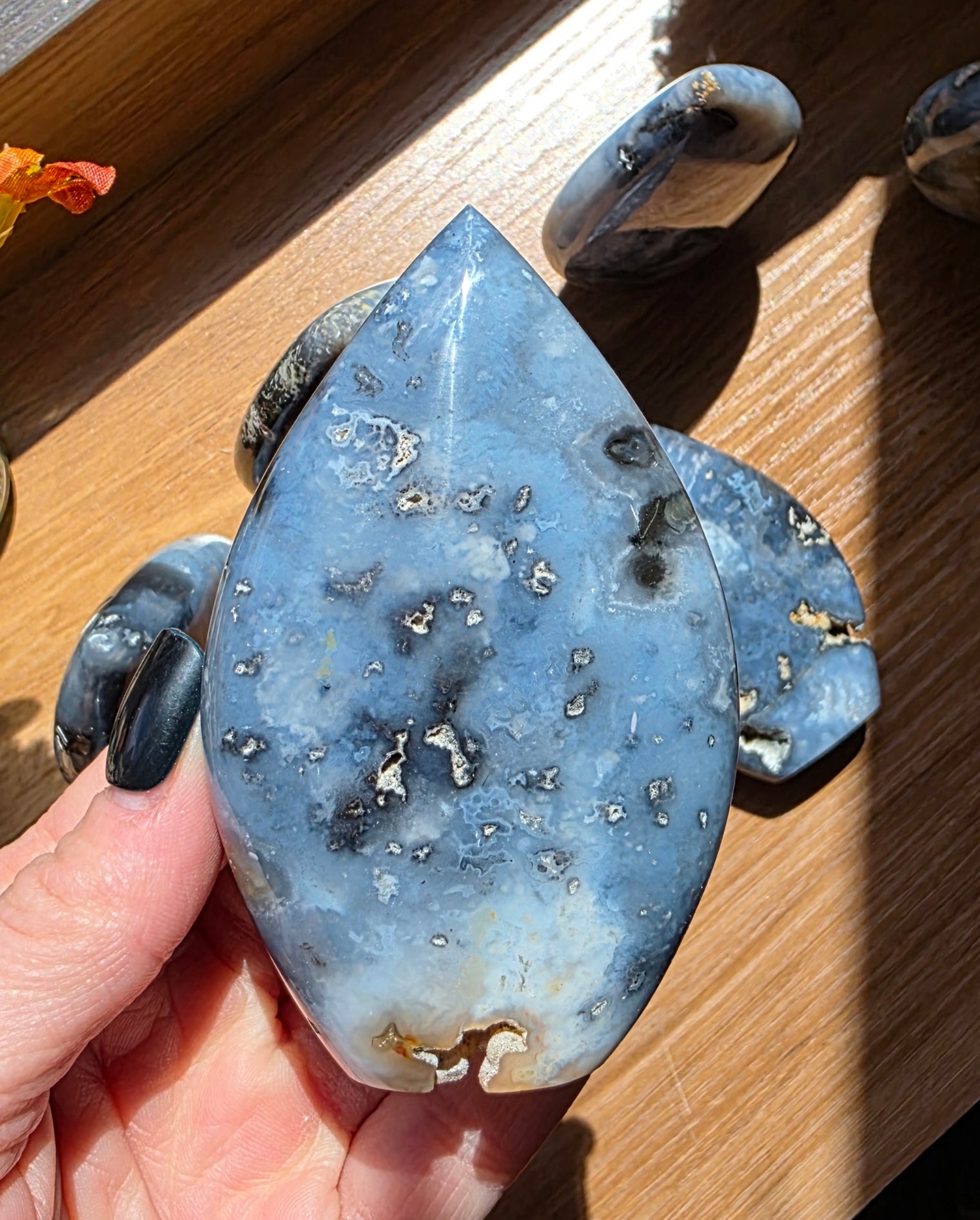 Dark Blue Plume Agate Flame