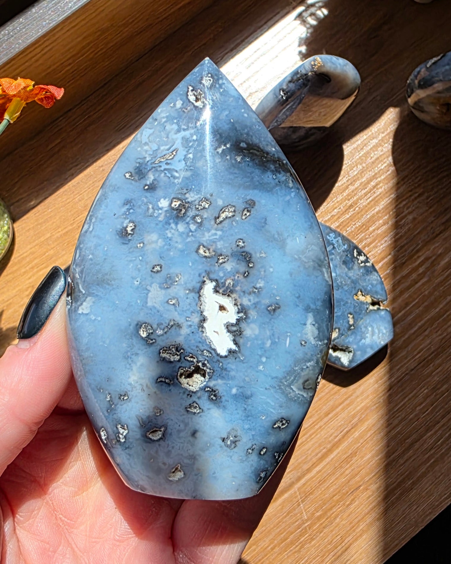 Dark Blue Plume Agate Flame