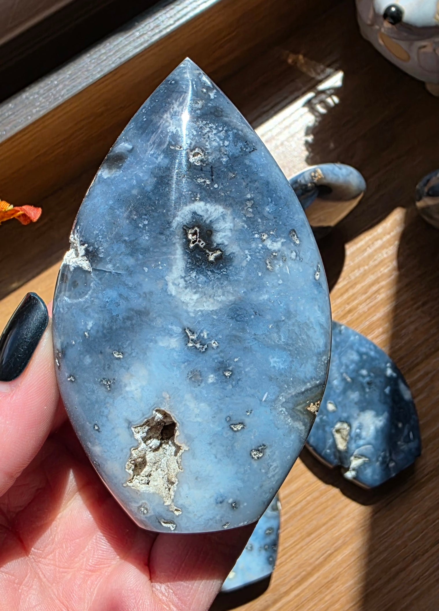 Dark Blue Plume Agate Flame