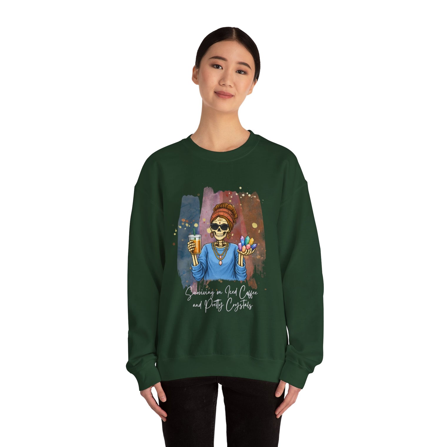 Surviving on Iced Coffee & Pretty Crystals Sweatshirt