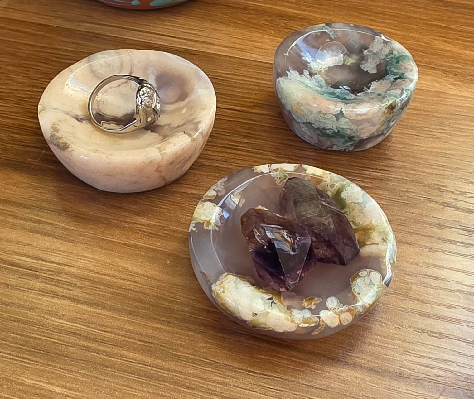 Sakura Flower Agate Shallow Bowl