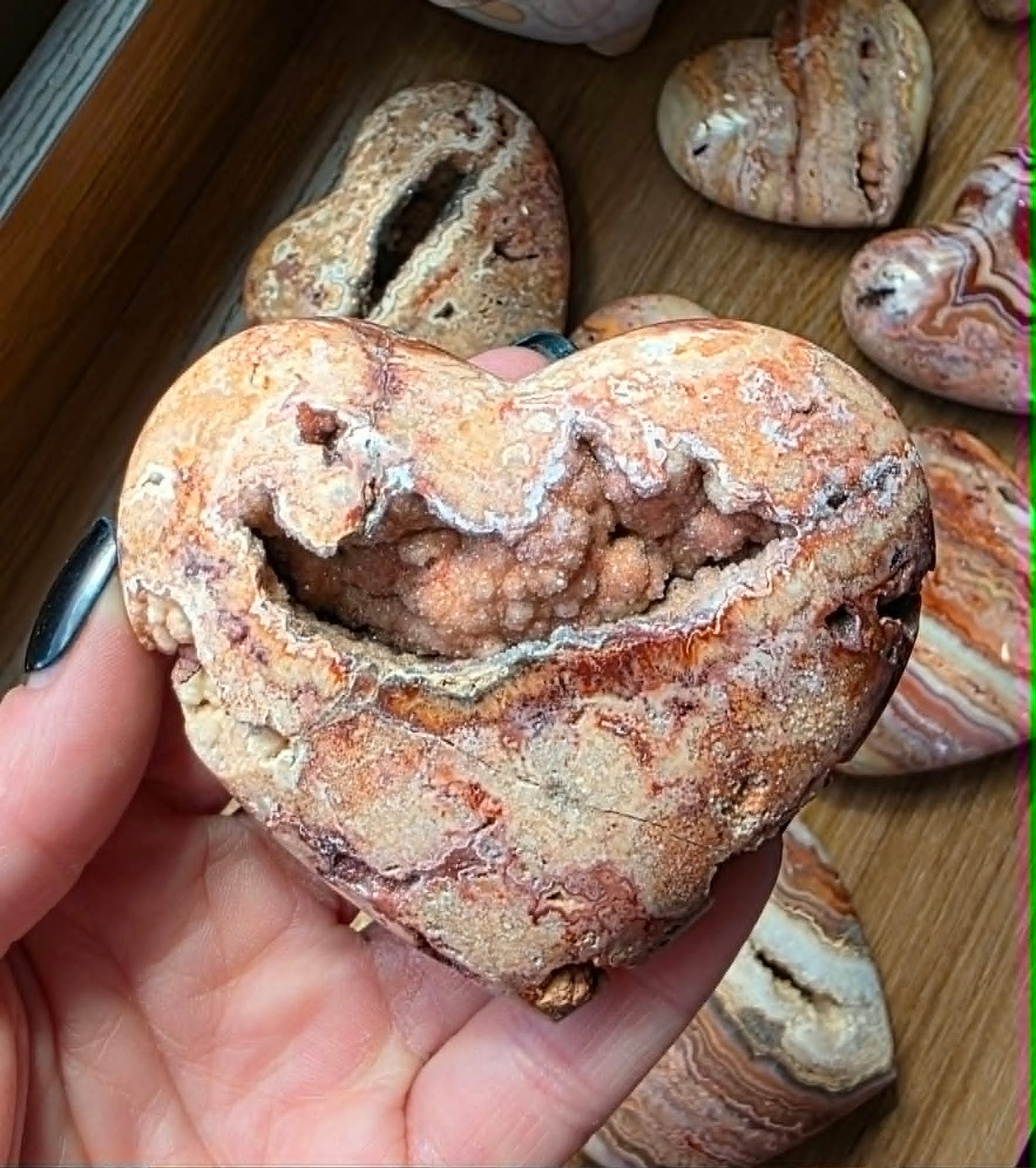 Pink Lace Agate Heart