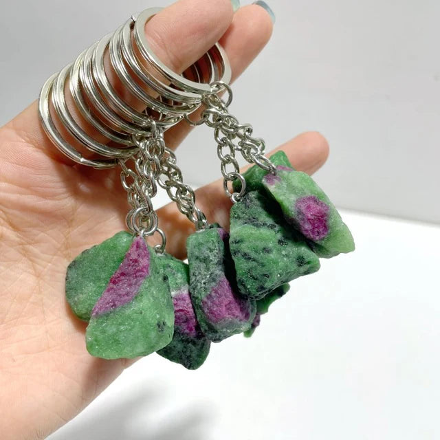 Raw Stone Keychain - Ruby Zoisite