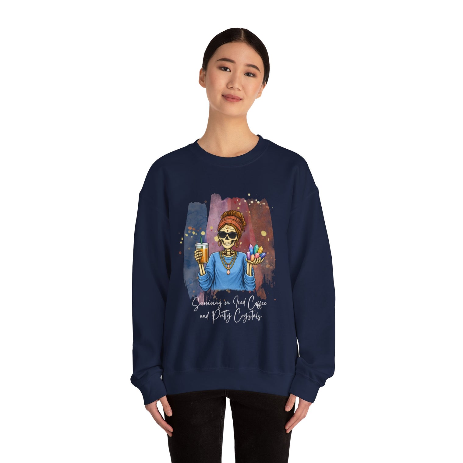 Surviving on Iced Coffee & Pretty Crystals Sweatshirt