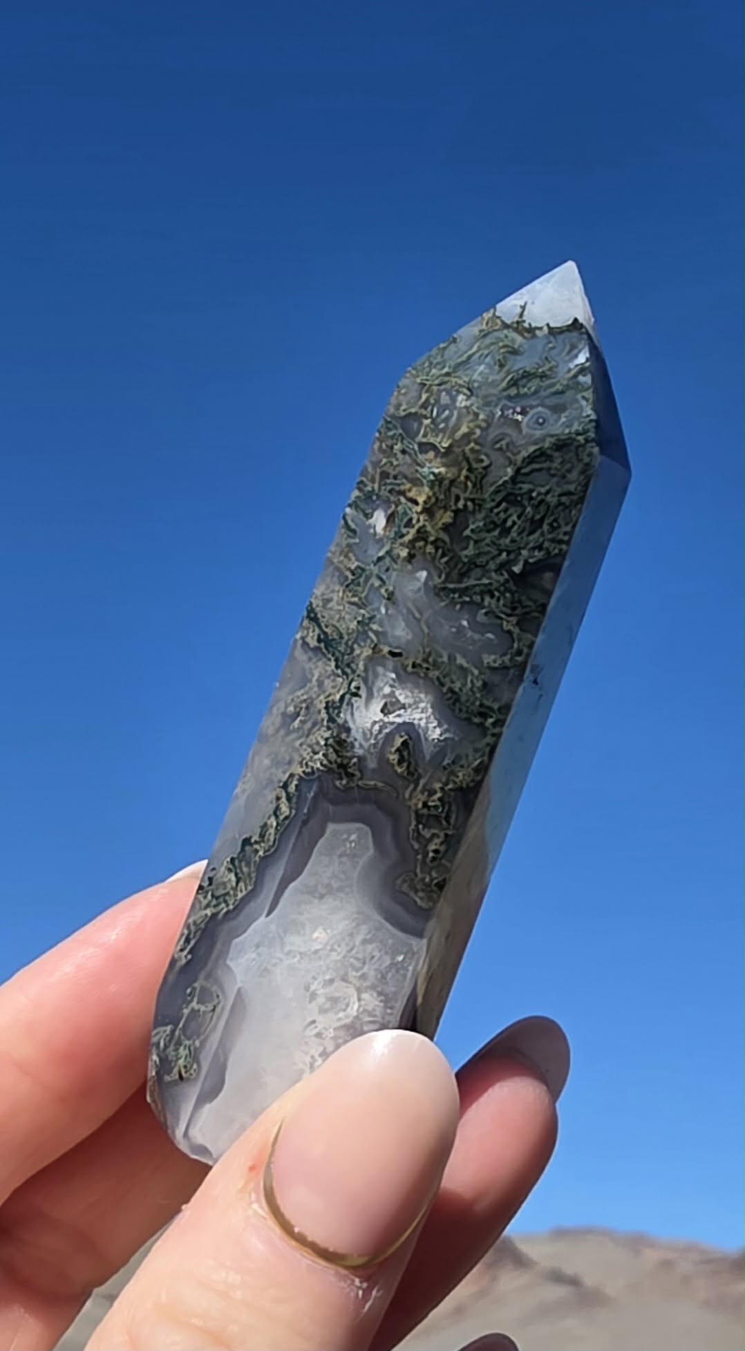Green Moss Agate Tower