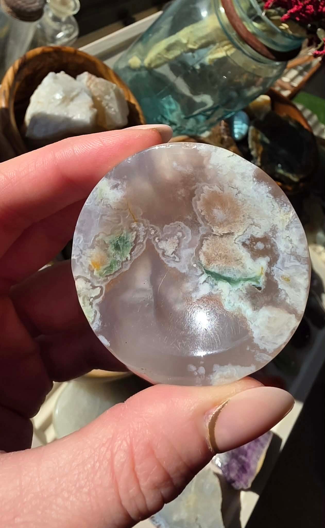 Sakura Flower Agate Shallow Bowl