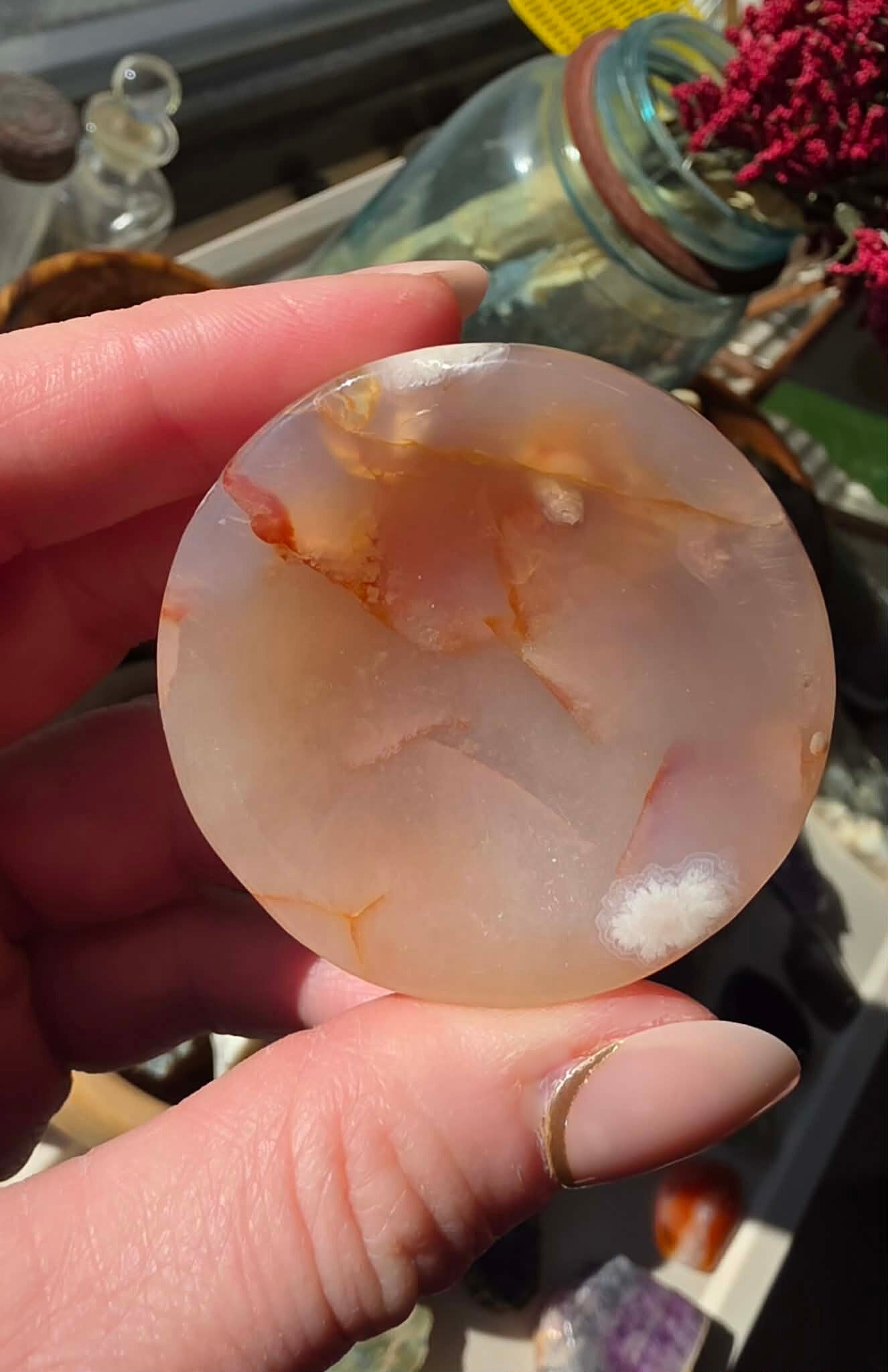 Sakura Flower Agate Shallow Bowl