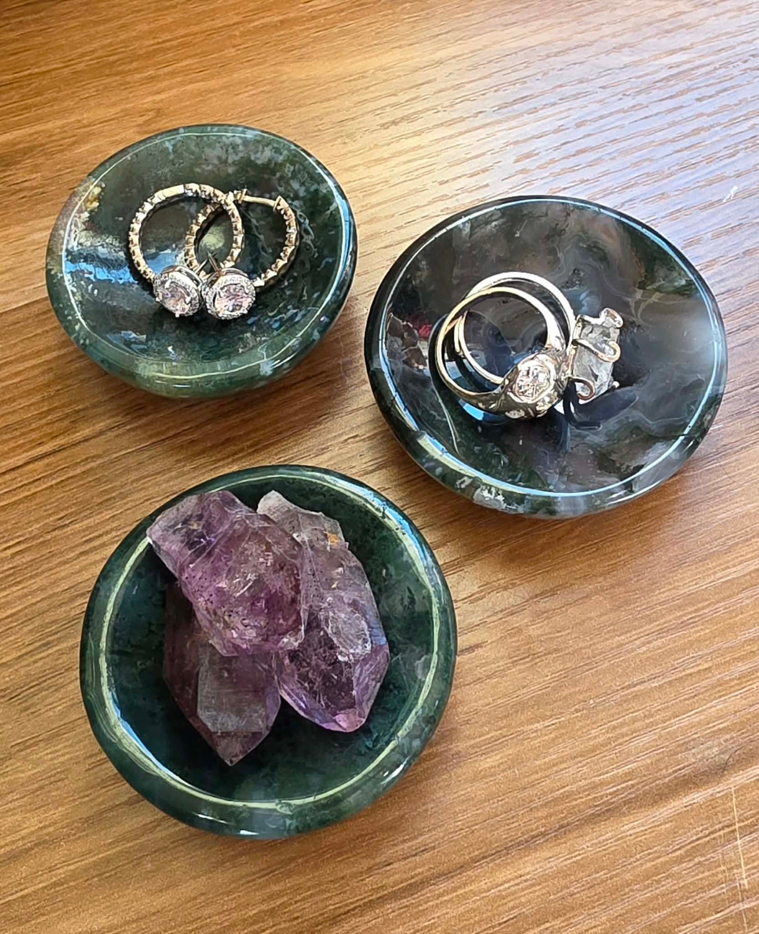 Moss Agate Shallow Bowl