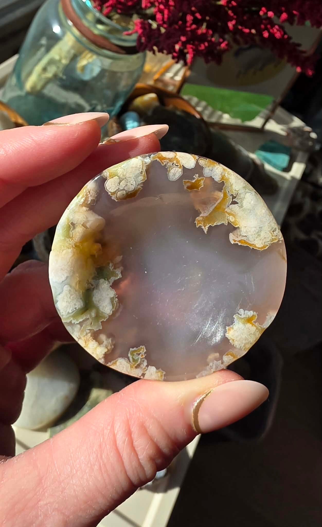 Sakura Flower Agate Shallow Bowl