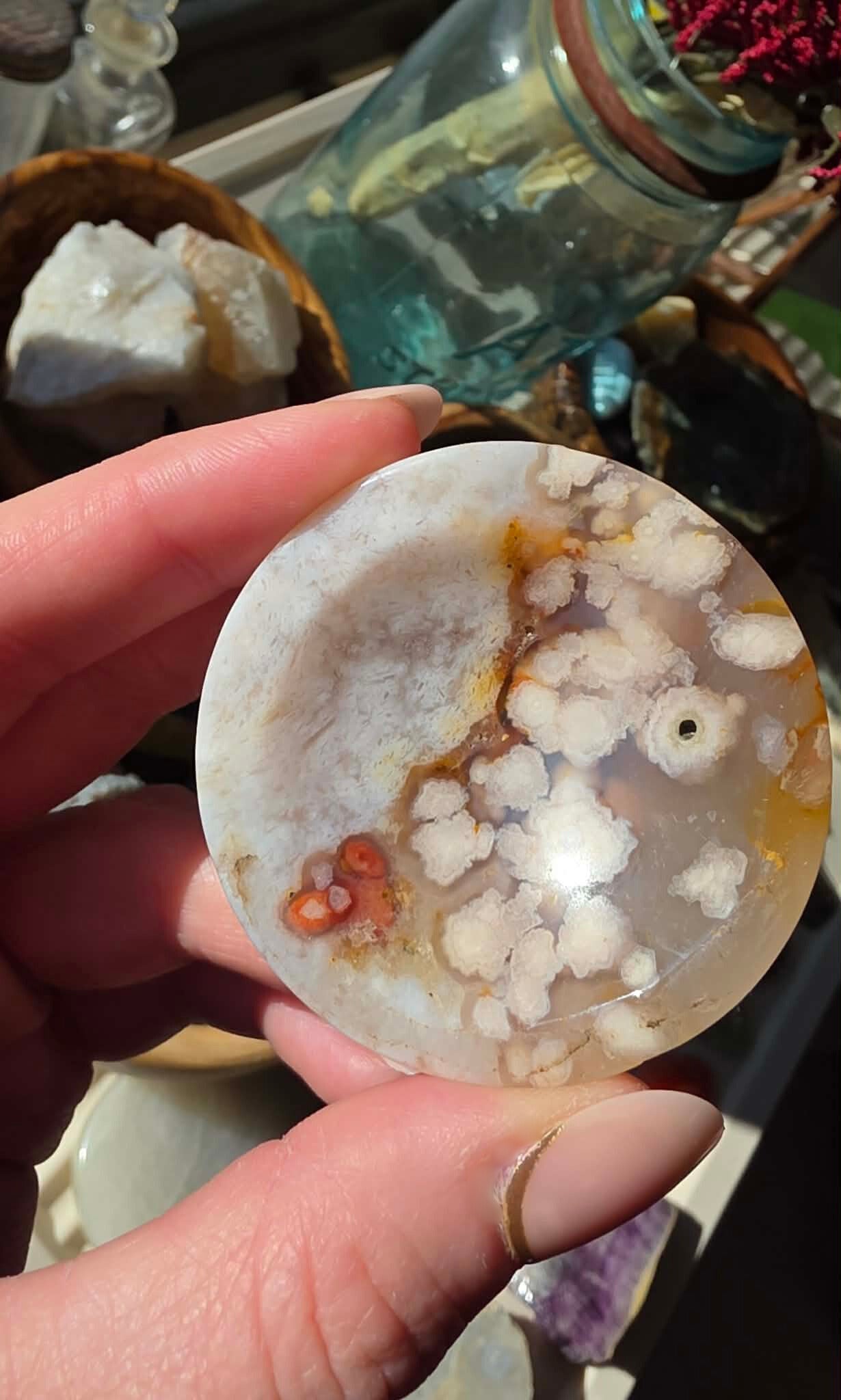 Sakura Flower Agate Shallow Bowl