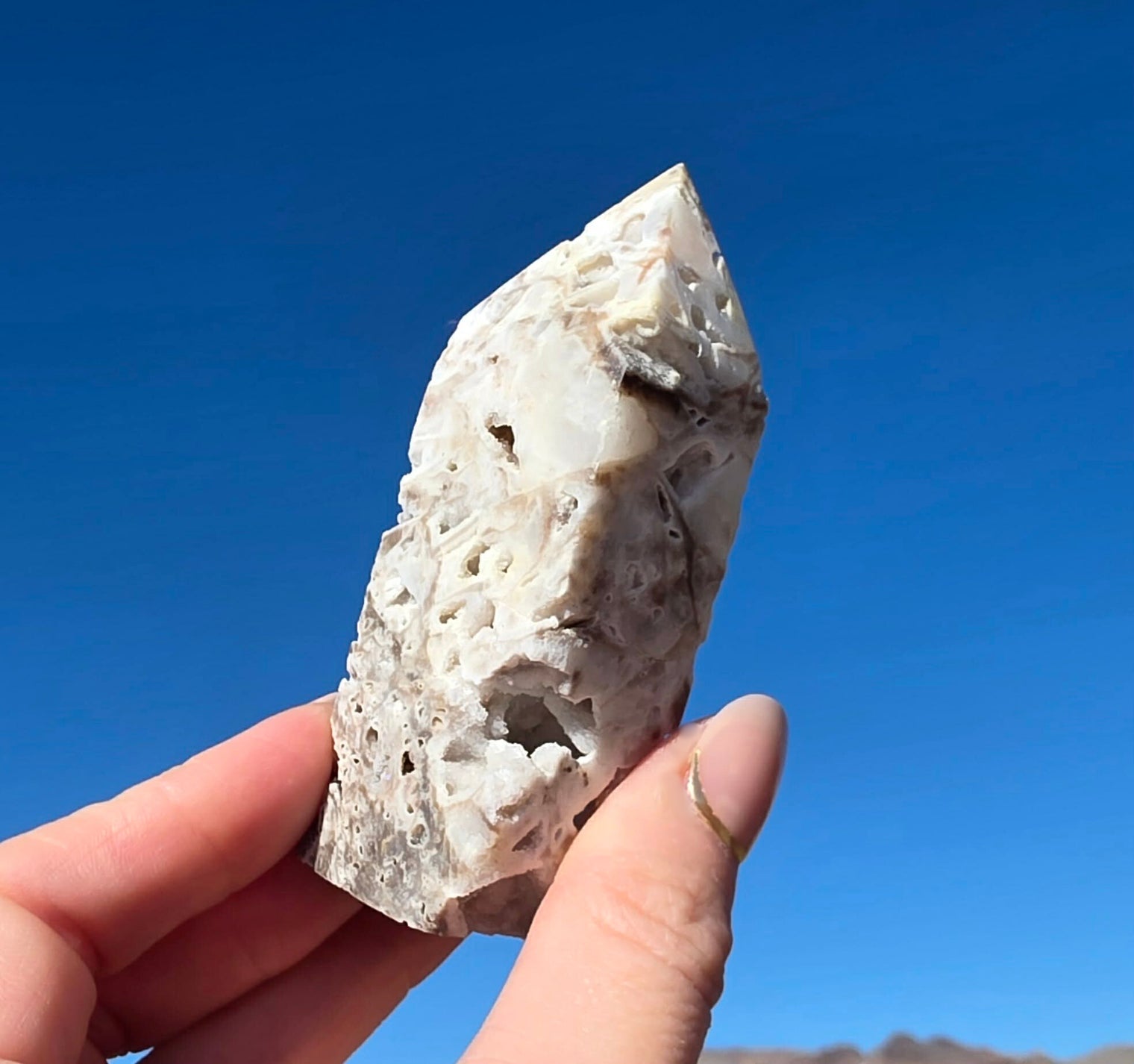 Sphalerite Geode Quartz Four-Sided Tower