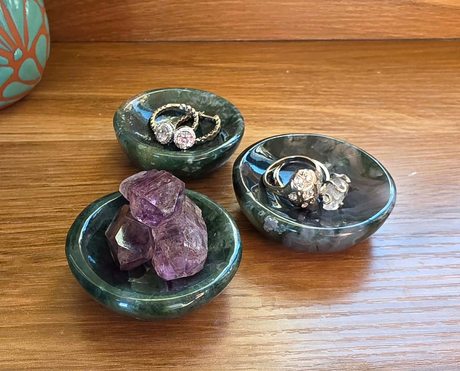 Moss Agate Shallow Bowl