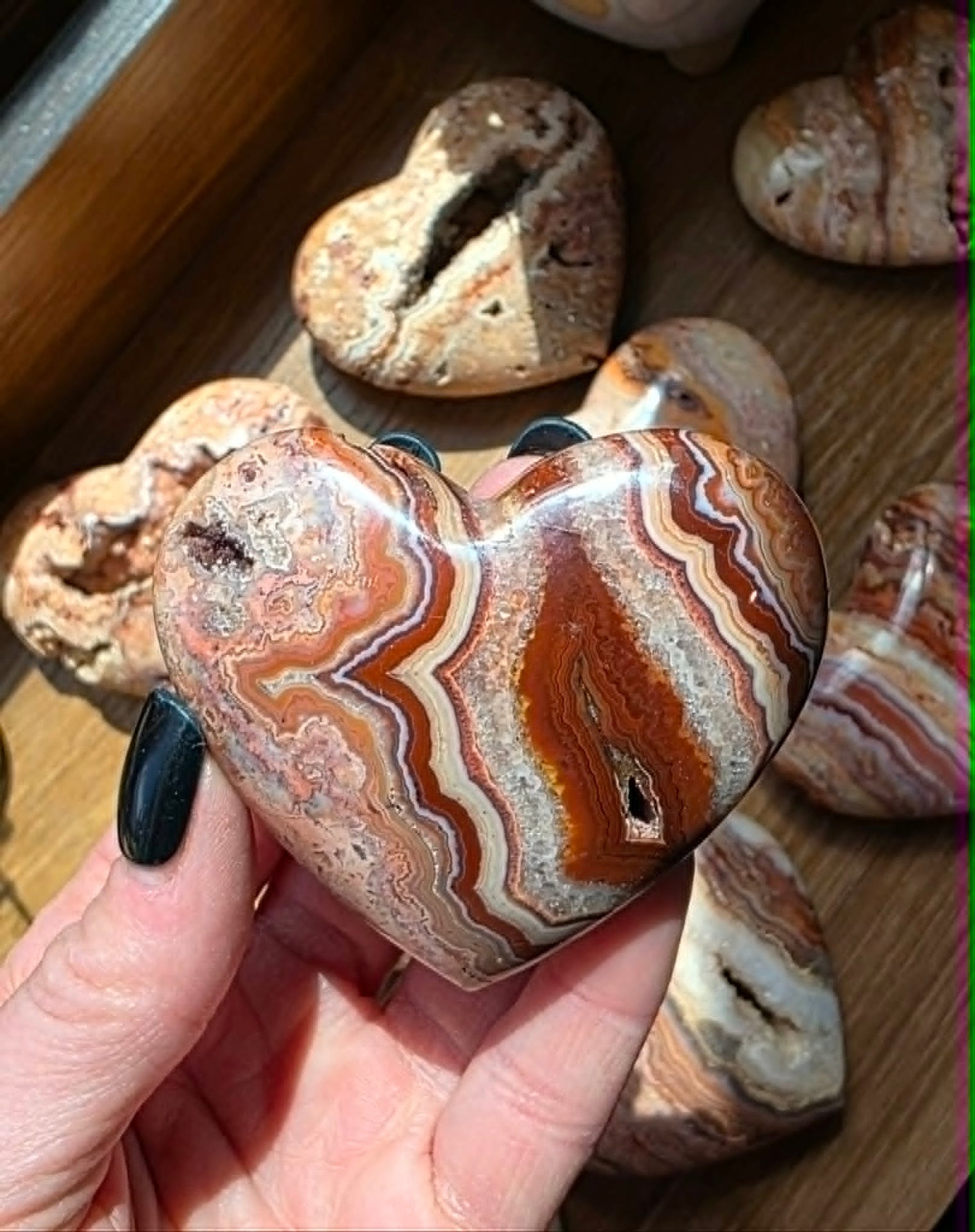 Pink Lace Agate Heart