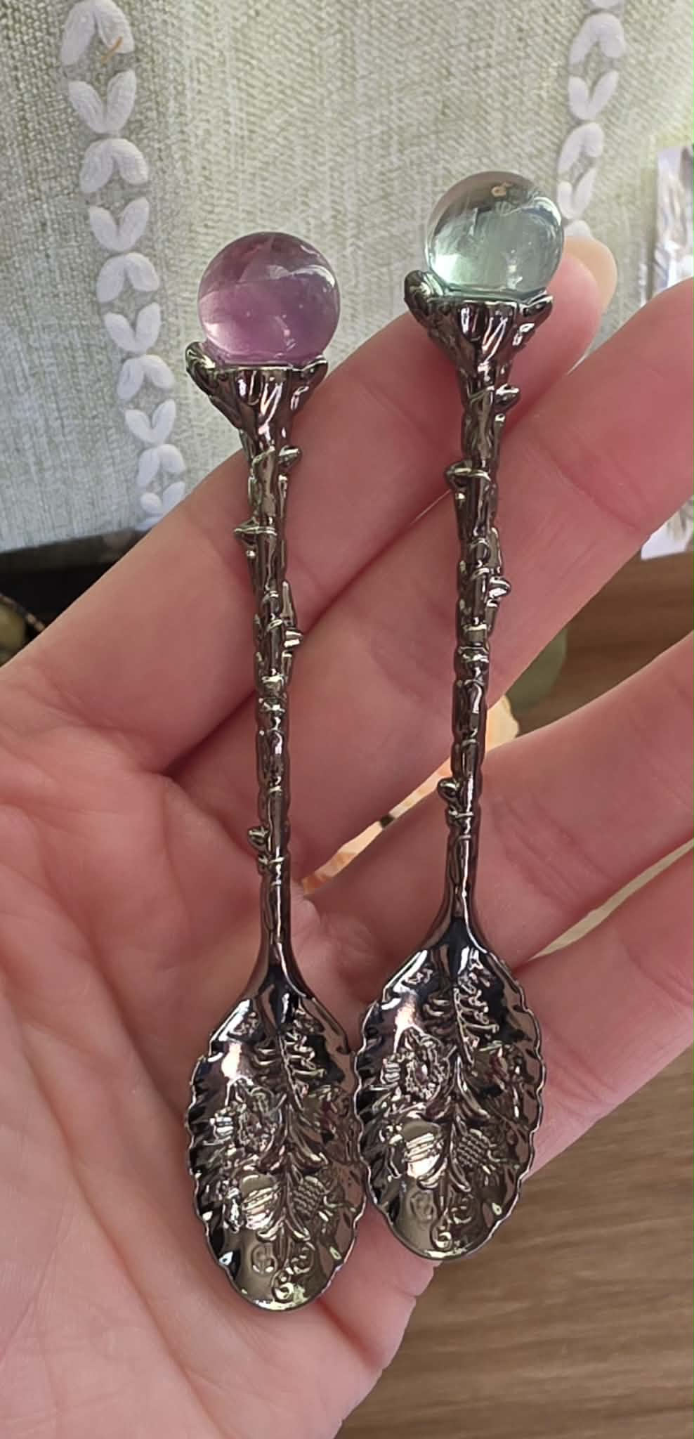 Fluorite Sphere Tea Spoon