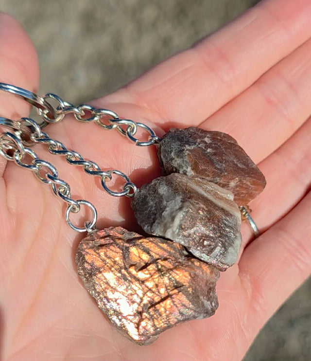 Raw Stone Keychain - Black Sunstone