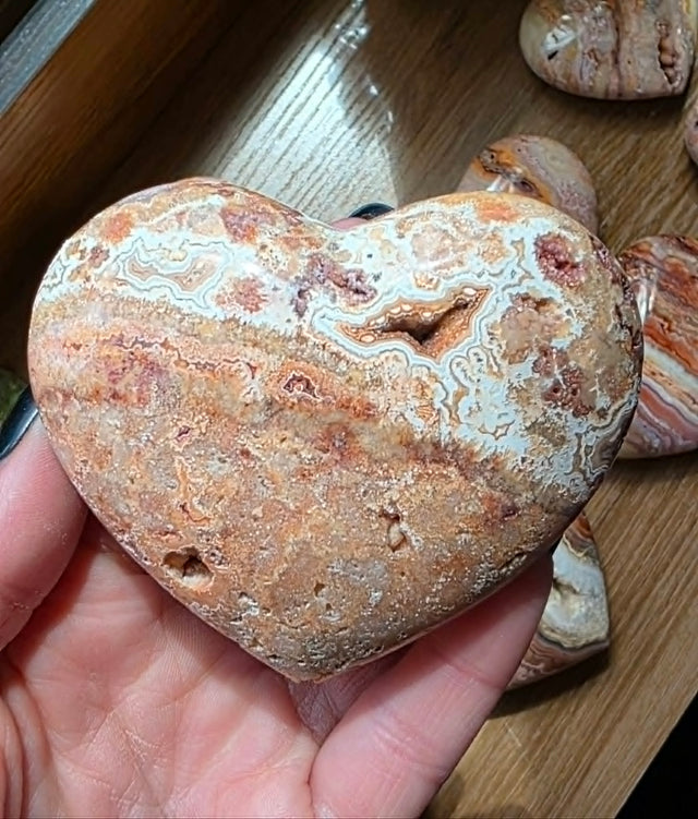 Pink Lace Agate Heart