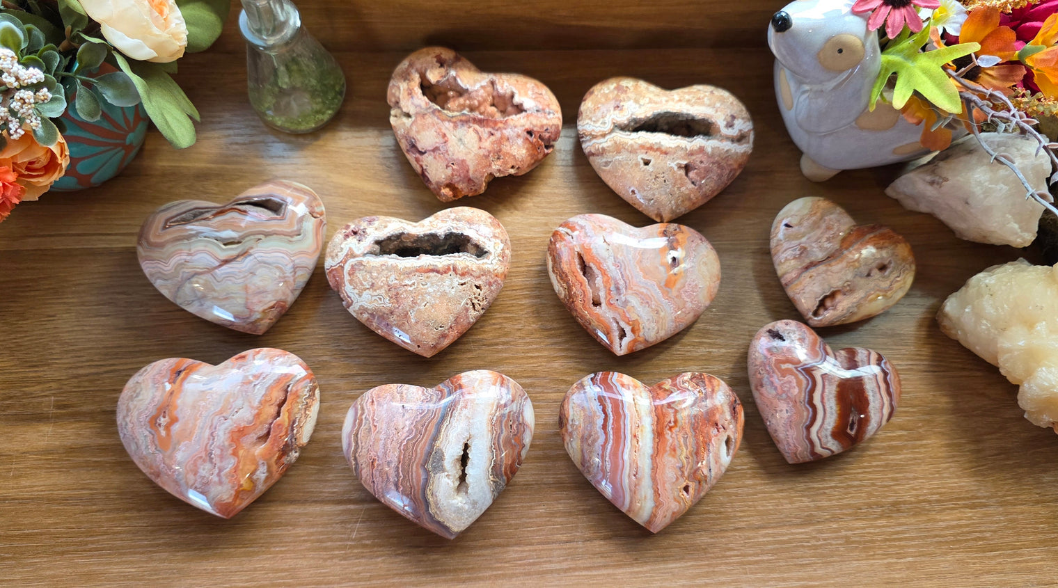 Pink Lace Agate Heart