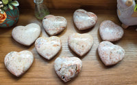 Pink Plume Agate Heart