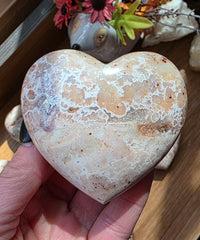 Pink Plume Agate Heart