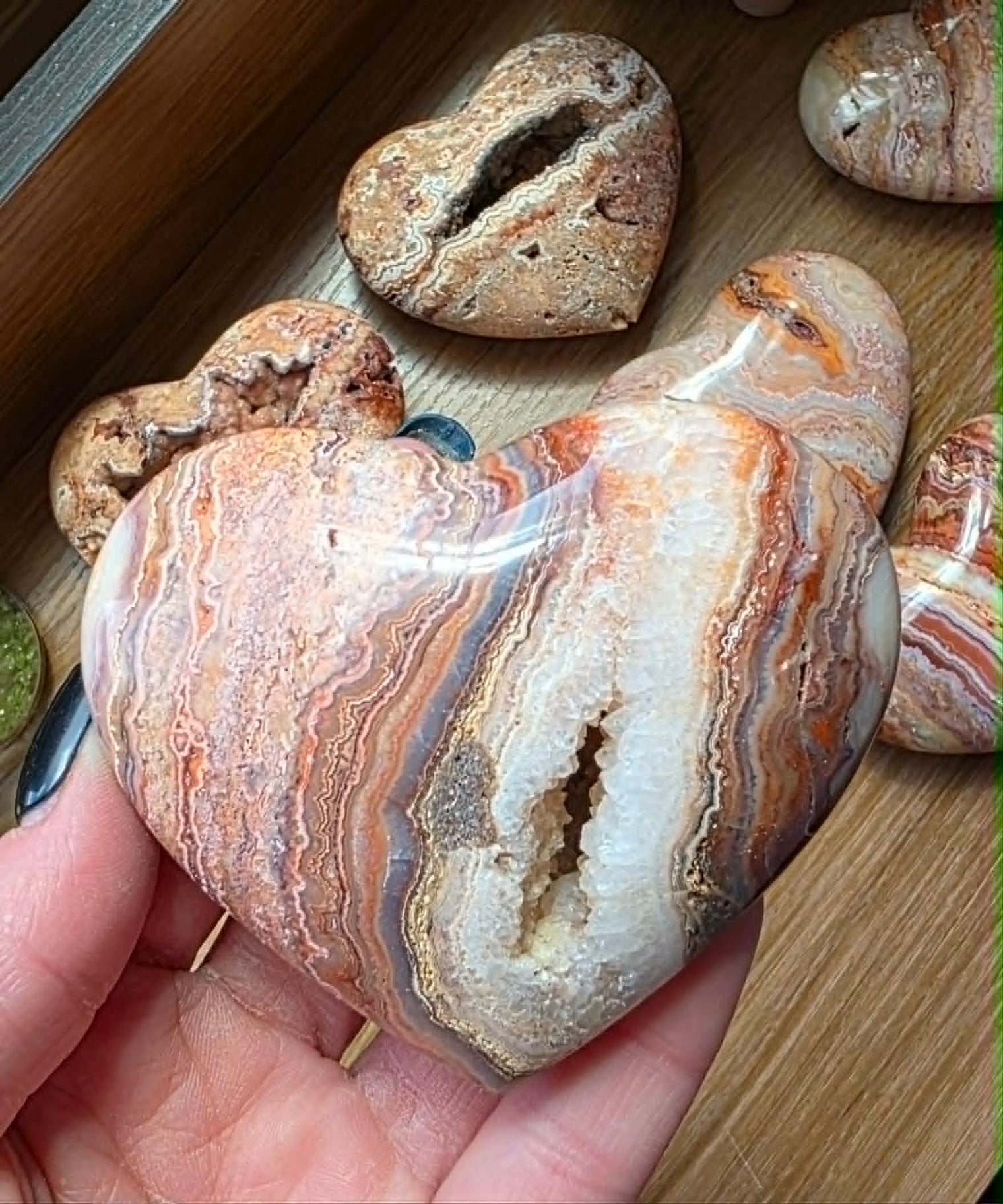 Pink Lace Agate Heart