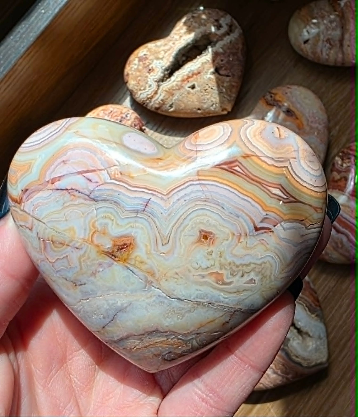 Pink Lace Agate Heart