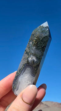 Green Moss Agate Tower
