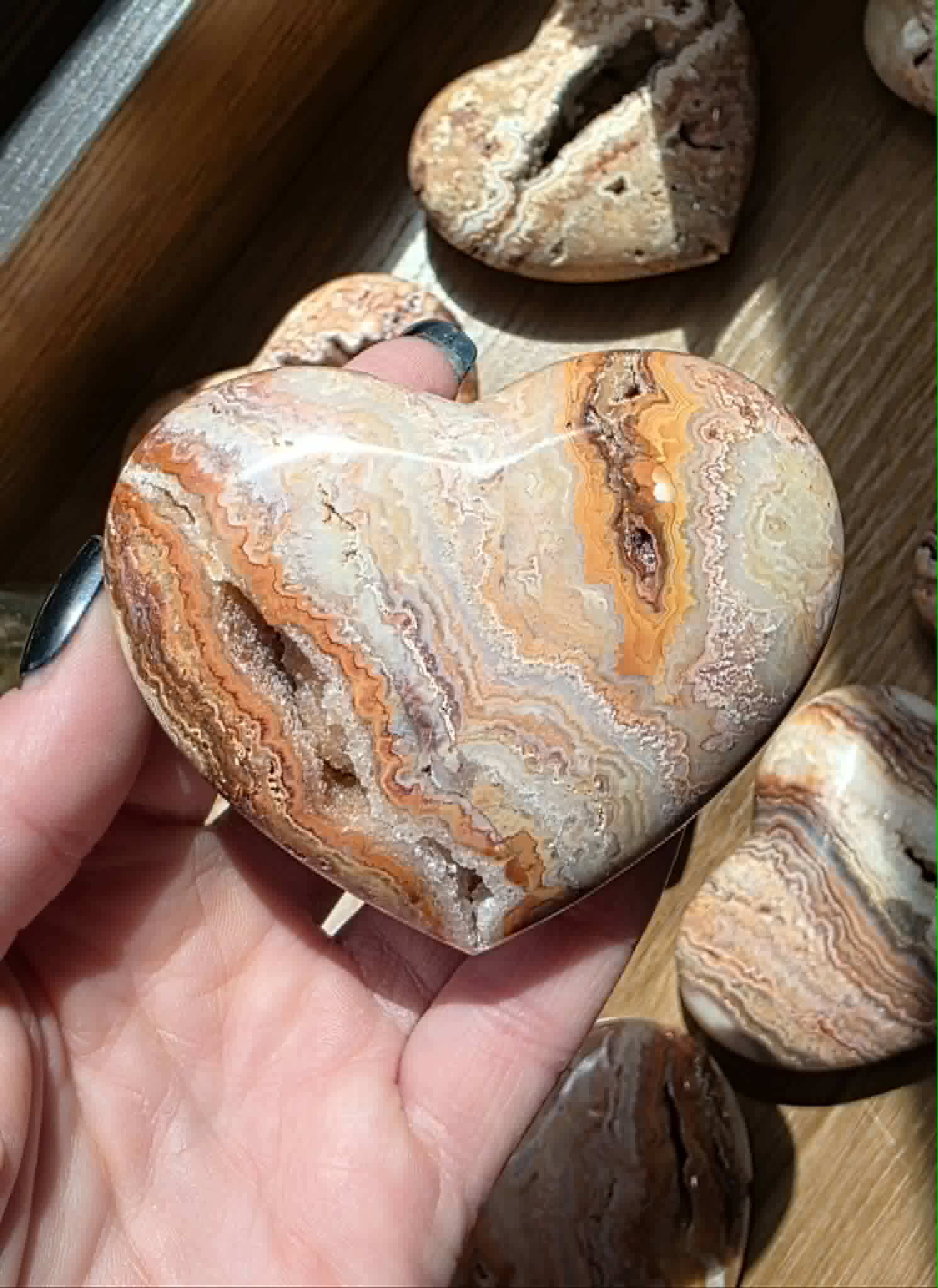 Pink Lace Agate Heart