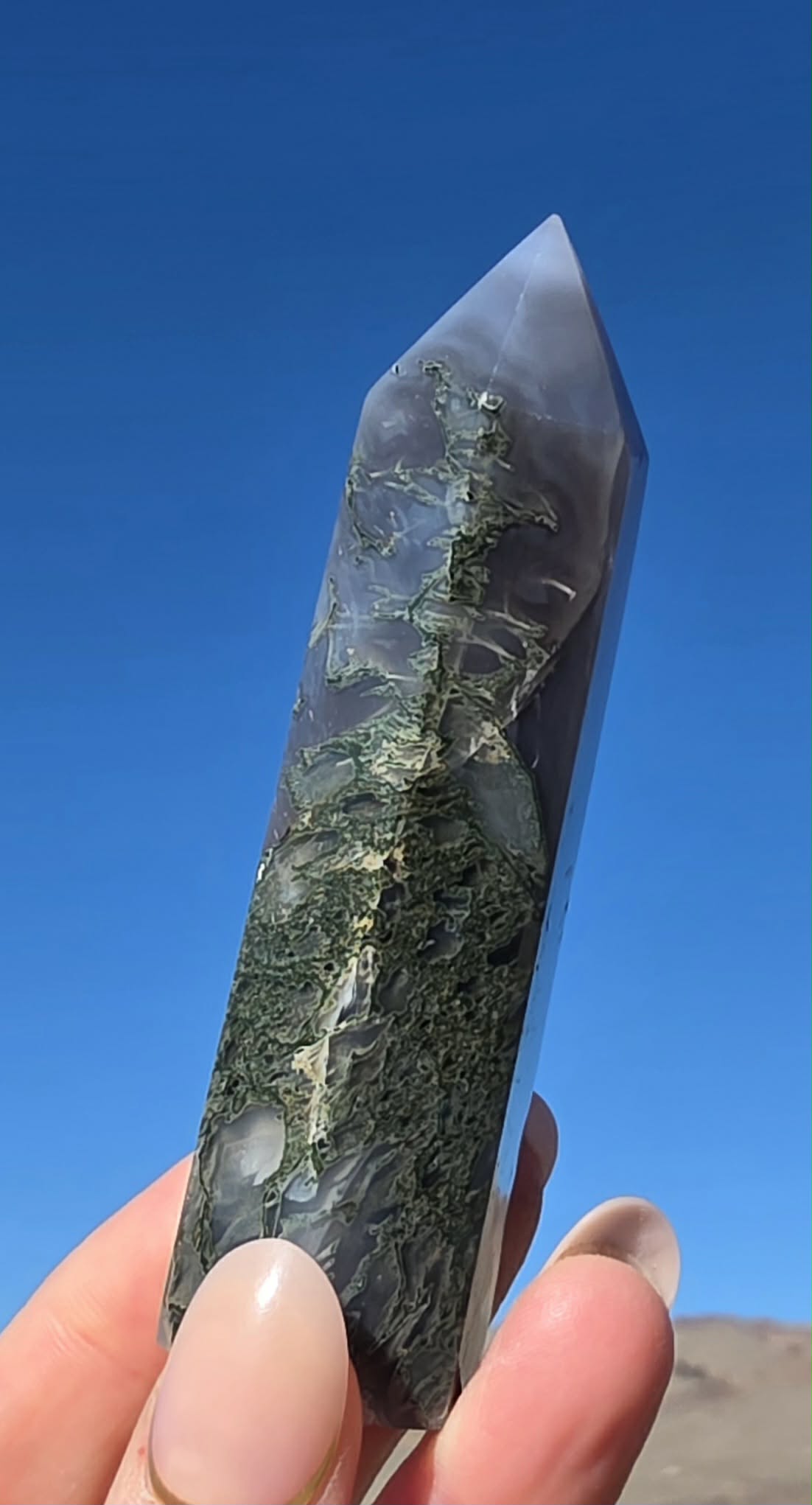 Green Moss Agate Tower