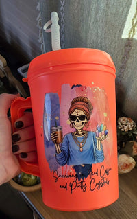 Surviving w/Iced Coffee *Coral* - 34oz Mega Trucker Mug