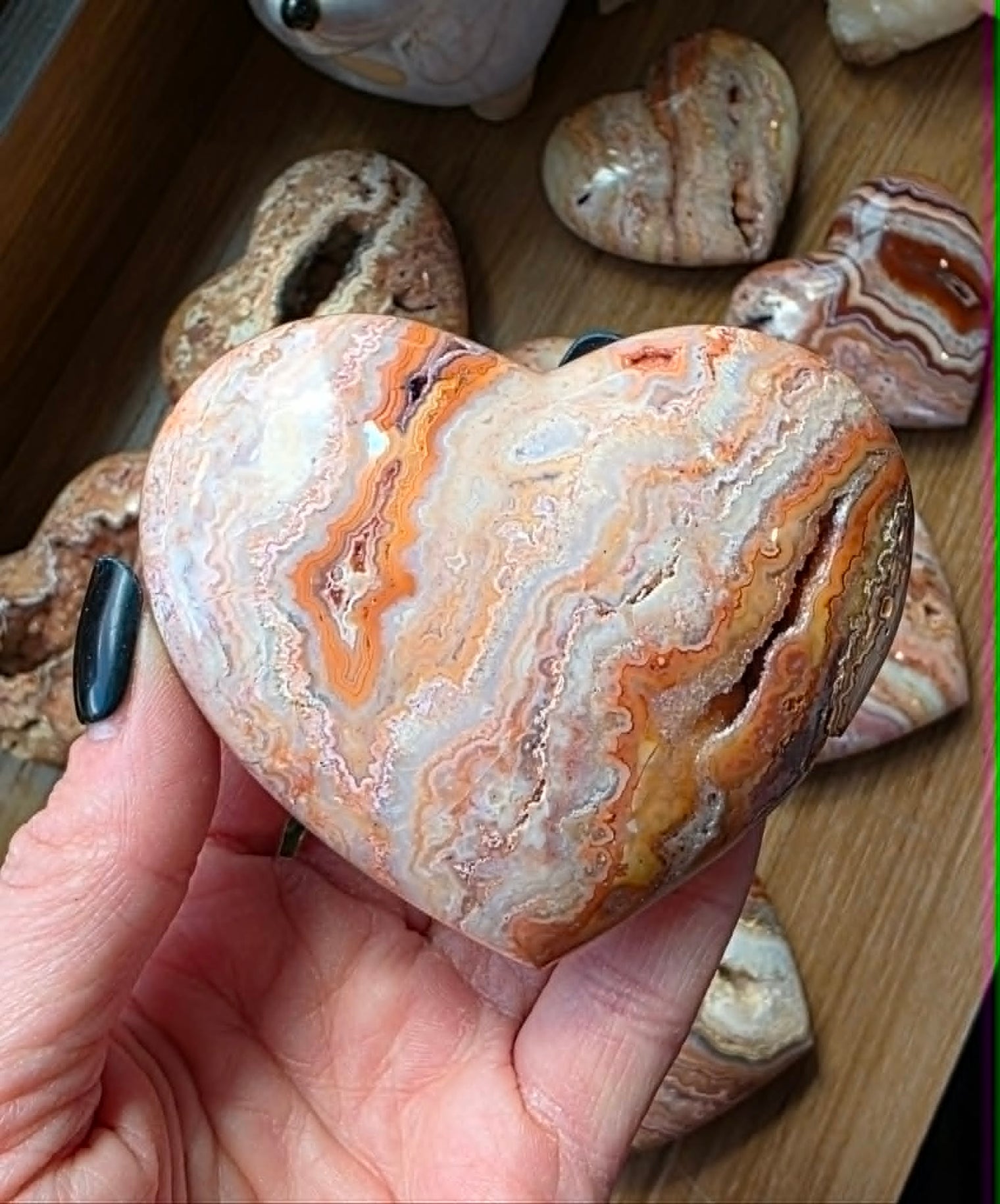 Pink Lace Agate Heart